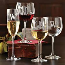 Shop colored glass wine glasses from pottery barn. Monogrammed White Wine Glasses Williams Sonoma