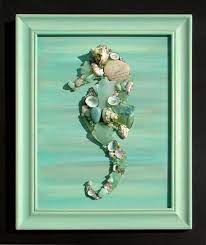 Mosaic Seahorses And Mermaids Seashell Crafts Sea Glass Art Seahorse Artwork
