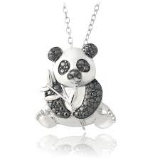 Db Designs Sterling Silver Black Diamond Accent Panda Bear Necklace Panda Jewelry Sterling Silver Charm Necklace Bear Necklace