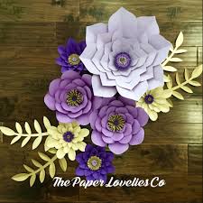 Purple And Gold Paper Flower Set Handmade Flowers Paper Paper Flower Backdrop Wedding Paper Flowers