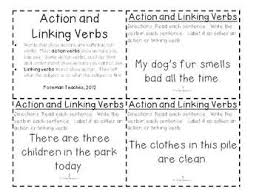 Action And Linking Verbs Task Cards Linking Verbs Verb Task Cards Teaching Writing