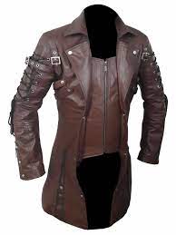 Men Cow Leather Goth Matrix Trench Steampunk Gothic Style Coat Ebay Mens Leather Coats Mens Outfits Leather Jacket Men