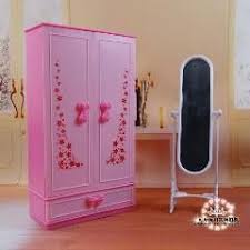 Dream Dollhouse Mini Furniture Pink Chest Closet Wardrobe Mirror Set For Barbie Kurhn Doll 1 6 Diy Toy Girls Gift Wholesale Doll Furniture Barbie Furniture Pink Chests