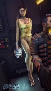ellie langford, isaac clarke, dead space, highres, 1girl, 3d, blue eyes,  bottomless, breasts, brown hair, fingernails, nude, pussy, small breasts,  toenails, uncensored 
