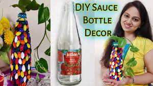 See more ideas about bottle art, bottle crafts, bottle painting. Diy Bottle Decoration Tomato Sauce Bottle Reuse Idea Pista Shell And Waste Bottle Art Artbhaktcorner Youtube