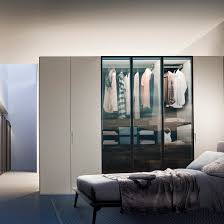 Hinged doors can work with wardrobes designed in any shape. Contemporary Wardrobe Display Alf Uno Glass Sliding Door With Swing Doors