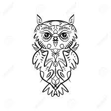 This simple outline of the bird says a lot about the person; Owl Tattoo Outline Boho Tribal Style Line Ethnic Ornaments Poster Spiritual Art Symbol Of Wisdom Antistress Art Good For T Shirts Design Bags Phone Cases Room Posters And Postcards Royalty Free Cliparts Vectors