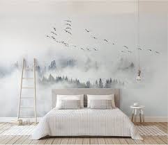 Foggy Mountain And Birds Wallpaper Removable Misty Forest Wall Mural Linving Room Bedroom Wall Poster Slef Adhesive Wallpaper In 2020 Wandbilder Schlafzimmer Schlafzimmer Design Schlafzimmer Wand