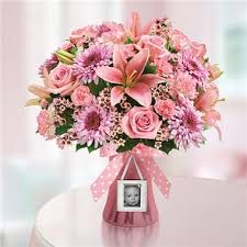 A bouquet of sunflowers and roses, on the other hand, may be better suited for a mother's day gift or a token of gratitude for a colleague or friend. 1 800 Flowers Sweet Baby Girl Arrangement In Suffern Ny Petals And Stems Florist