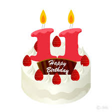Birthday icons black and white vector illustrations. 11 Years Old Candle Birthday Cake Clipart Free Png Image Illustoon