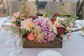 Rustic Spring Wedding Centerpiece In Planter Original Rustic Spring Wedding Spring Wedding Centerpieces Wedding Centerpieces