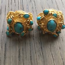 This material produces some of the most beautiful gemstones you will ever see. Jewelry 18k Indian Gold Turquoise Earrings Poshmark