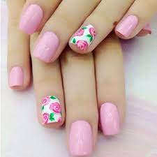 Pink Roses Nail Art Floral Nails Floral Nail Art Rose Nail Art