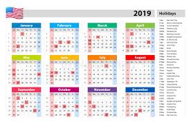 5th may, wednesdayinternational midwives day. Vector Public Holidays For The Usa Calendar 2019 Colorful Set Week Starts On Sunday Basic Grid Stock Vector Illustration Of Office Card 122720852