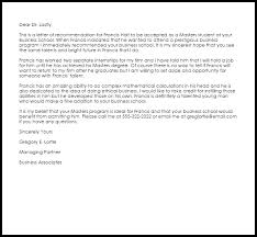 Business School Recommendation Letter Example Letter Samples Templates