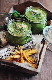 Spring Greens Soup With Baked Parsnip Fries Recipe Spring Soups Greens Recipe Green Soup