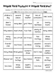 Irregular Plurals Vs Possessives Color Sorting Worksheet Irregular Plurals Plurals Preschool Worksheets