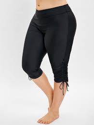 Plus Size Side Drawstring Knee Length Swim Pants Swim Pants Plus Size Swimwear Plus Size
