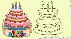 Romantic birthday cake for your love: How To Draw A Birthday Cake By Hooplakidz Doodle Drawing Tutorial