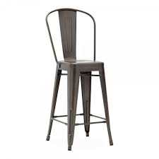 High back bar stools with arms. Gunmetal Tolix Metal Bar Stool With High Backrest 66cm Cult Uk