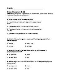 Well, what do you know? James And The Giant Peach Quiz 1 10 By Cubbie Teacher Tpt