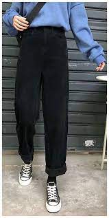 Winter Black Wild Trousers Corduroy Casual Wide Leg Pants Black Pants Outfit Casual Winter Black Black Pants Outfit Winter Pants Outfit Pants Outfit Casual