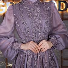 Drape Dantel Balon Kol Manset Kol Uzun Akitmali Gelin Elbise Dantel