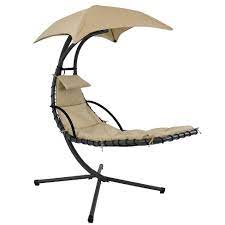Frp 5 pieces outdoor dining set patio furniture with metal slat finish, steel tube 38 round patio table, patio table and chairs with 1'5 umbrella hole 4.1 out of 5 stars 237 $399.99 $ 399. Sunnydaze Outdoor Hanging Chaise Floating Lounge Chair With Canopy Umbrella And Stand Beige Target