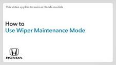 How to use Honda Wiper Maintenance Mode - 2023 Honda Pilot Sport ...