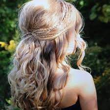 Curl Hair Tease Crown Pin Back With Braids On Each Side Super Cute For Homecoming Or Prom Curled Hairstyles Hair Hair Styles