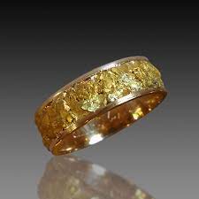 Natural Gold Nugget Yellow Gold Men S Wedding Band Yellow Gold Mens Wedding Ring Gold Nugget Ring Gold Nugget Jewelry