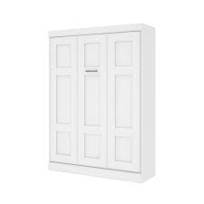 Part of the bed is connected to a wall so that it can be lifted to fit in a cupboard or. Bestar Edge 65w Queen Murphy Bed White The Home Depot Canada
