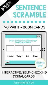 Free Sentence Scramble Boom Cards Speech Therapy Distance Learning Speech Therapy Materials Speech Therapy Activities Language Therapy Activities