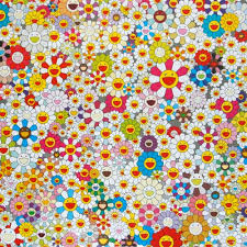 Takashi murakami flower plush 30cm or 60cm black. Field Of Smiling Flowers