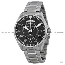 It features a large, easy to read silver dial, day and date function, brown leather strap, and superluminova hands. Hamilton H64615135 Men S Khaki Avia End 11 23 2021 8 19 Pm