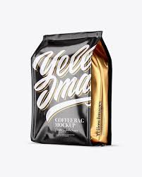 Glossy Coffee Bag Mockup Half Side View In Bag Sack Mockups On Yellow Images Object Mockups Bag Mockup Mockup Free Psd Free Mockup