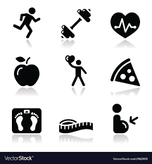 fitness black clean icons set vector image