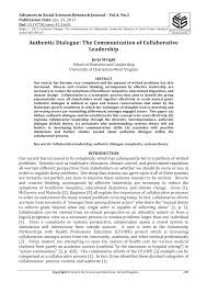Pdf Authentic Dialogue The Communication Of Collaborative Leadership