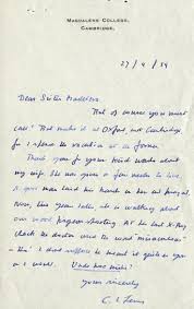 Letter From C S Lewis To Sister Madeleva Treasures Of The Catholic Research Resources Alliance Crra