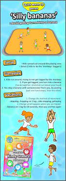 Silly Bananas A Simple But Fun Tip And Tag Warm Up Game For Your Kids Try It Out Then Check Out The Gym Games For Kids Physical Education Games Gym Games