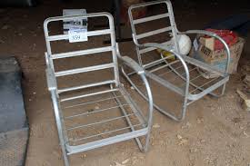 Vintage metal lawn chairs are like taking a walk down memory lane into yesteryear when large family gatherings or even block parties were the summertime normal. Lot Of 2 Vintage Metal Rocking Chairs Garrison Barn Find Estate Sale K Bid
