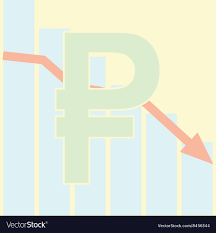 Sales Bar Chart Falling Down Of Russian Ruble Conc