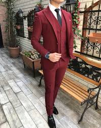 Terziademaltun Italyan Stil Slim Fit Ceket Yelek Pantolon Kirmizi Takim Elbise T3030 Designer Suits For Men Mens Fashion Suits Mens Fashion Blazer