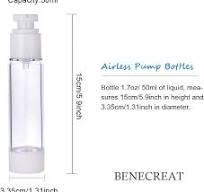 BENECREAT 5Pcs 50ml/1.7oz Airless Pump Bottles Vacuum Travel Bottles for  Lotion Shampoo Liquid Soap and Other Beauty Product