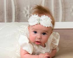 Off White Taufe Säugling/Kleinkind Stirnband mit Kreuz