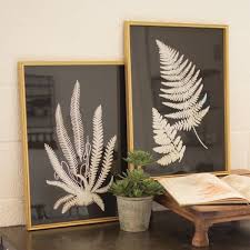 Black And White Framed Art Set Of 2 Inverted Fern Silhouette 2 Piece Picture Frame Print Set On Wood Fern Prints Framed Botanical Prints Framed Botanicals