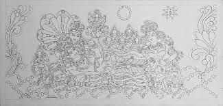 Black And White Mural Painting Outline Ananthasayanam000 Jpg 1024 490 Kerala Mural Painting Mural Painting Mural