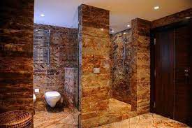 Dogal Kahverengi Banyo Fayans Modelleri Rustik Banyolar Banyo Fayansi Banyo Fayanslari