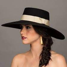 Gaucho Hat 5 Wide Brim Black Hat Bolero Hat Spanish Style Hat Black And Ivory Vintage Grosgrain Ribbon Mill Women Hats Fashion Fashion Cap Hats For Women