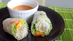 Salads are eaten as a main dishes in traditional thailand add dried shrimps, peanuts, dressing and mix well. How To Make Salad Rolls Mango Filling With Spicy Peanut Sauce Recipe Youtube